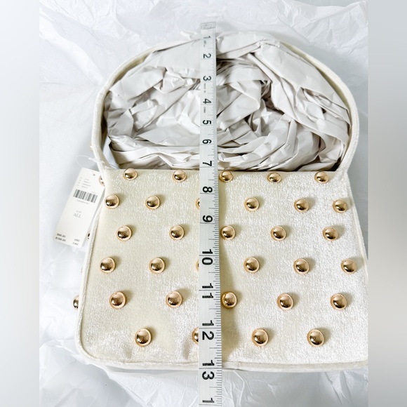 Anthropologie Studded Velvet Shoulder Bag in White NWT - Picture 5 of 14